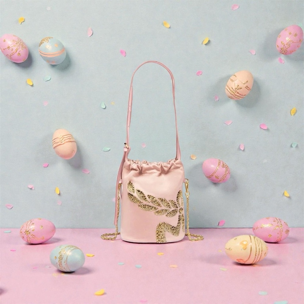 MCM Himmel Laurel.    NEW WITH TAGS Pink Crossbody Bag with Gold Details NWT - Picture 3 of 14